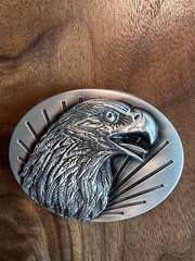 3D Men&rsquo;s American Eagle Belt Buckle USA Proud Antique SilverTone Fits 1.5&Prime; Belt