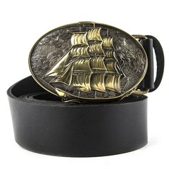 Brass belt buckle Frigate, Sailship buckle, Brigantine, Barque, Warship buckle