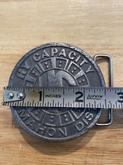 HY Capacity Belt Buckle Collector SOLID METAL Man Cave Patina Mahon Dist. BROKEN