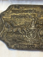 VTG Trumbull Ct. America&rsquo;s Heroes Fire Department Brass Belt Buckle Turtle