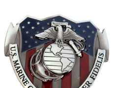 US Marine Corps Semper Fidelis Metal Enameled 3D Belt Buckle