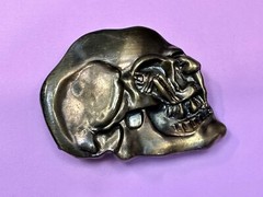 Bronze Tone Skull Head Creepy Halloween Vintage Belt Buckle