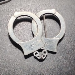 Handcuffs Theme Fine Pewter Silver Belt Buckle MPN 4632 Fits 1.5 in Belt