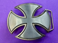 Maltese Celtic Iron Cross Gothic Punk Biker Vibe Cutout Silver Color Belt Buckle