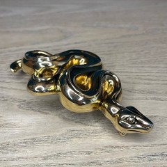 Kieselstein-Cord Snake Serpent Large Gold Buckle Brown Alligator Belt RARE