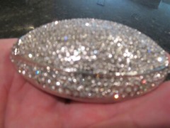 FOOTBALL THEME BELT BUCKLE COVERED IN SPARKLING CRYSTALS HEAVY GW-17