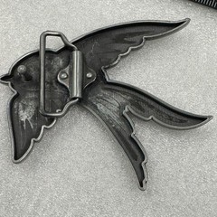 Black Bird Belt Buckle Swallow Flying Wings Metal Western Cowboy Biker