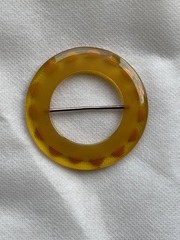 Vintage Carved Honey Yellow Bakelite Buckle Tested