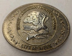 Belt Buckle North American Hunting Club Life Member Eagle Oval Silver Tone