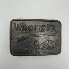Winchester Repeating Arms Belt Buckle Vintage New Haven Rifle Brass Tone Metal