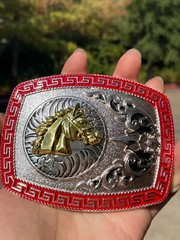 Western Buckle Gold Silver Red Horse Head Buckle Cowboy 2 » Hebillas Vaqueras