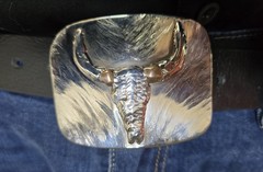 Handmade TIG Weld Bull Skull Belt Buckle Stainless Steel Rust Buckles Western