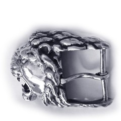 Lion Angry Head Sterling Silver Belt Buckle