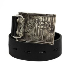 Fehu runic german silver belt buckle, Feoh Wealth Rune Old Norse Scandinavian