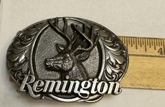 Vintage Bergamot Made in USA Remington Deer Head Belt Buckle