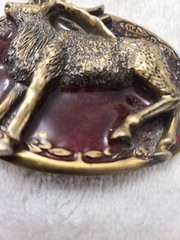 Elk inlay belt buckle, The Great American Buckle Co Copyright 1981 #510