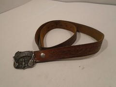Leather Belt 45&Prime; +Buckle Country Music The Great American Buckle Co 1982 USA