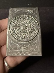 Vintage Mid Century Mexican Silver Alpaca Belt Buckle Myanmar Sun Tribal Design