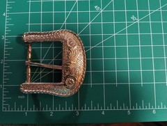 Vintage Western Style Belt Buckle Silver Tone Engraved Scroll Design