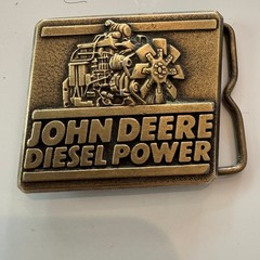 John Deere Diesel Power Belt Buckle Vintage 1989 Engine Tractor Farm Brass
