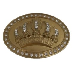 Great Fun Fashionable Belt Buckle Goldtone Crown King Queen Pimp Bling Statement