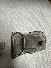 Three Vintage Carpenter Related Belt Buckles, Stanley, Tools, etc
