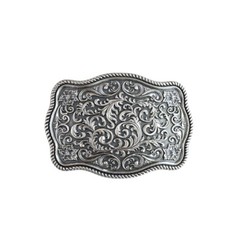Vintage Silver Plated Southwest Flower Pattern Belt Buckle Boucle de Ceinture
