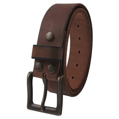 NPET Mens Full Grain Genuine 34 for 32&Prime; waist, Coffee With Black Brass Buckle