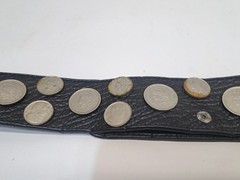 VTG ARGENTINIAN GAUCHO COWBOY MOTORCYCLE KIDNEY LEATHER HORSE COIN BELT 34-38 In