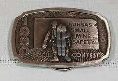 Vintage 1990 Kansas Small Mine Safety Rescue Contest Pewter Belt Buckle