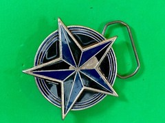 2002 Great American Products Back Star Coming From Round Pewter Belt Buckle