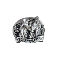 Black Enamel Rodeo Steer Wrestling Western Belt Buckle Boucle de Ceinture