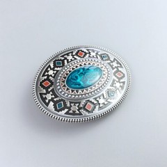 Vintage Silver Plated Celtic Totem Oval Southwest Belt Buckle Boucle de Ceinture