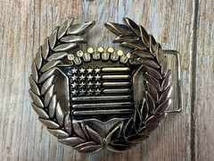 Cadillac Crown Logo Olive Branch Silver Color Belt Buckle Famous Stars & Stripes