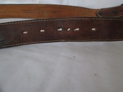 Justin Leather Brown Belt Sz 34 w/Western Brass Buffalo Skull & Feathers Buckle