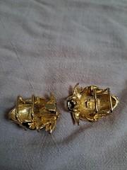 VTG 1975 Signed Mimi Di N Gold Tone Strawberry 2 Pc Interlock Belt Buckle READ