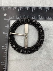Vintage Womens Buckles Lot Of 3 Brown Black Rhinestone Faux Pearl