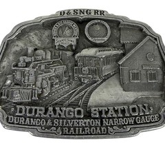 Vintage 1987 C&J Inc Durango Silverton Narrow Gauge Railroad Pewter Belt Buckle