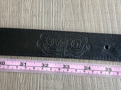 RARE! BWL BILL WALL LEATHER CUSTOM LEATHER BELT W/ STERLING SILVER CROSS SNAP