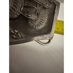 Vintage Monster Truck 4×4 Off Road SUV Belt Buckle Silver Tone 3D Relief 1988