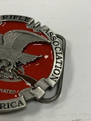 National Rifle Association Of America NRA Eagle Red Belt Buckle USA