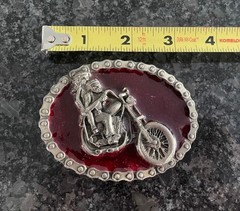 VINTAGE 1982 V TWIN MOTOR HARLEY INDIAN MOTORCYCLE CHOPPER BELT BUCKLE