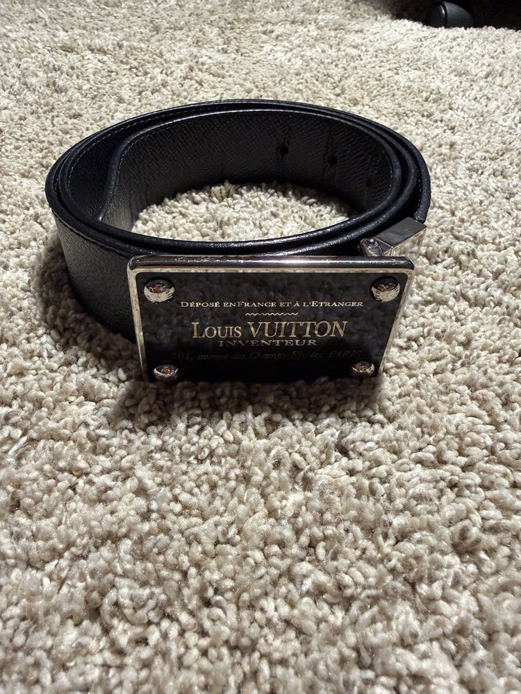 Authentic Louis Vuitton Reversible Belt M9632 Black Silver Damier Graphite