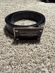 Authentic Louis Vuitton Reversible Belt M9632 Black Silver Damier Graphite