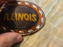 ILLINOIS Brown Leather Belt Buckle