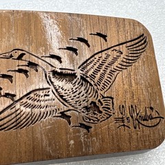 Vintage 1977 Lasercraft Laser Engraved V Formation Geese Duck Theme Belt Buckle