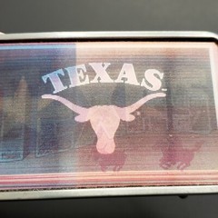 Texas Belt Buckle Holographic Souvenir Flag Horses Longhorn Fathers Day Gift EUC