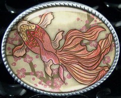 Koi Fish Belt Buckle – Traditional Japanese Tattoo Handmade Artisan – 734