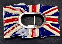 British UK Flag Union Jack Enameled Silver Tone Belt Buckle with Bottle Opener