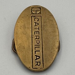 Vintage Caterpillar Belt Buckle Solid Brass Oval Logo 4080 Taiwan ROC Gold Tone
